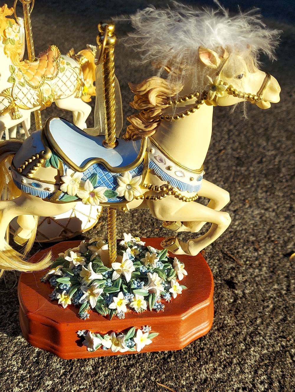Carousel Horse Figurine by  (Cream and Blue)